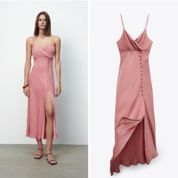 Zara Dresses & Skirts - Zara Elegant Pink Spaghetti Strap Dress
